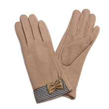 Load image into Gallery viewer, Elegant Women's Winter Thermal Gloves with Bow & Houndstooth Trim