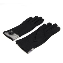 Load image into Gallery viewer, Elegant Women's Winter Thermal Gloves with Bow & Houndstooth Trim