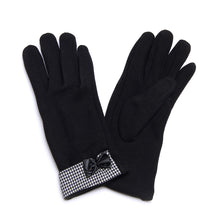 Load image into Gallery viewer, Elegant Women's Winter Thermal Gloves with Bow & Houndstooth Trim