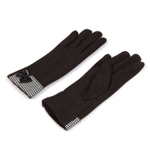 Load image into Gallery viewer, Elegant Women's Winter Thermal Gloves with Bow & Houndstooth Trim