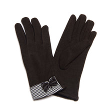 Load image into Gallery viewer, Elegant Women's Winter Thermal Gloves with Bow & Houndstooth Trim