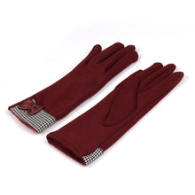 Load image into Gallery viewer, Elegant Women's Winter Thermal Gloves with Bow & Houndstooth Trim
