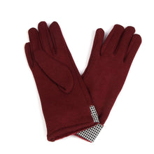 Load image into Gallery viewer, Elegant Women's Winter Thermal Gloves with Bow & Houndstooth Trim