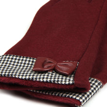 Load image into Gallery viewer, Elegant Women's Winter Thermal Gloves with Bow & Houndstooth Trim