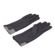 Load image into Gallery viewer, Elegant Women's Winter Thermal Gloves with Bow & Houndstooth Trim