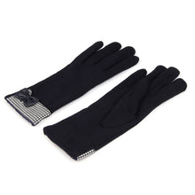Load image into Gallery viewer, Elegant Women's Winter Thermal Gloves with Bow & Houndstooth Trim