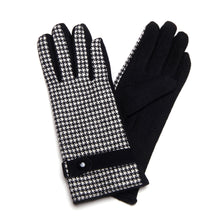 Load image into Gallery viewer, Elegant Black & White Houndstooth Women's Winter Thermal Wool Gloves