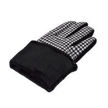 Load image into Gallery viewer, Elegant Black & White Houndstooth Women's Winter Thermal Wool Gloves
