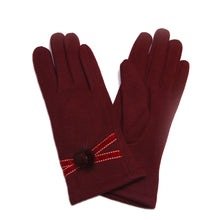Load image into Gallery viewer, Elegant Women's Winter Thermal Gloves with Velvet Ribbon & Pom