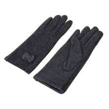 Load image into Gallery viewer, Premium Women's Winter Houndstooth Thermal Gloves with Bow