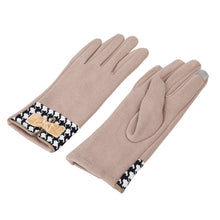 Load image into Gallery viewer, Premium Women's Winter Thermal Gloves with Velvet Bow & Houndstooth Trim