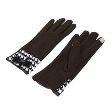 Load image into Gallery viewer, Premium Women's Winter Thermal Gloves with Velvet Bow & Houndstooth Trim