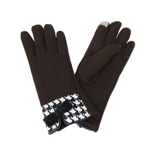 Load image into Gallery viewer, Premium Women's Winter Thermal Gloves with Velvet Bow & Houndstooth Trim