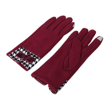 Load image into Gallery viewer, Premium Women's Winter Thermal Gloves with Velvet Bow & Houndstooth Trim