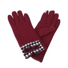 Load image into Gallery viewer, Premium Women's Winter Thermal Gloves with Velvet Bow & Houndstooth Trim