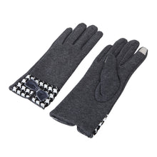 Load image into Gallery viewer, Premium Women's Winter Thermal Gloves with Velvet Bow & Houndstooth Trim