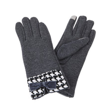 Load image into Gallery viewer, Premium Women's Winter Thermal Gloves with Velvet Bow & Houndstooth Trim