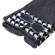 Load image into Gallery viewer, Premium Women's Winter Thermal Gloves with Velvet Bow & Houndstooth Trim