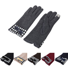 Load image into Gallery viewer, Premium Women's Winter Thermal Gloves with Velvet Bow & Houndstooth Trim