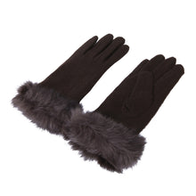 Load image into Gallery viewer, Elegant Women's Winter Thermal Wool Gloves with Rabbit Fur Trim
