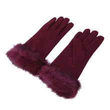 Load image into Gallery viewer, Elegant Women's Winter Thermal Wool Gloves with Rabbit Fur Trim