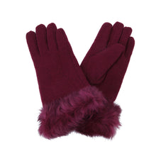 Load image into Gallery viewer, Elegant Women's Winter Thermal Wool Gloves with Rabbit Fur Trim