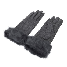 Load image into Gallery viewer, Elegant Women's Winter Thermal Wool Gloves with Rabbit Fur Trim