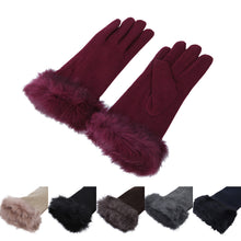 Load image into Gallery viewer, Elegant Women's Winter Thermal Wool Gloves with Rabbit Fur Trim