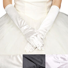 Load image into Gallery viewer, Premium Women&#39;s Long Solid Color Satin Wedding Party Bridal Gloves - Diff Colors
