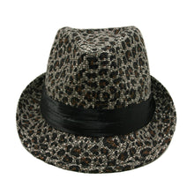Load image into Gallery viewer, Zebra Print Satin Band Fedora Straw Hat