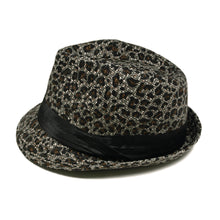 Load image into Gallery viewer, Zebra Print Satin Band Fedora Straw Hat