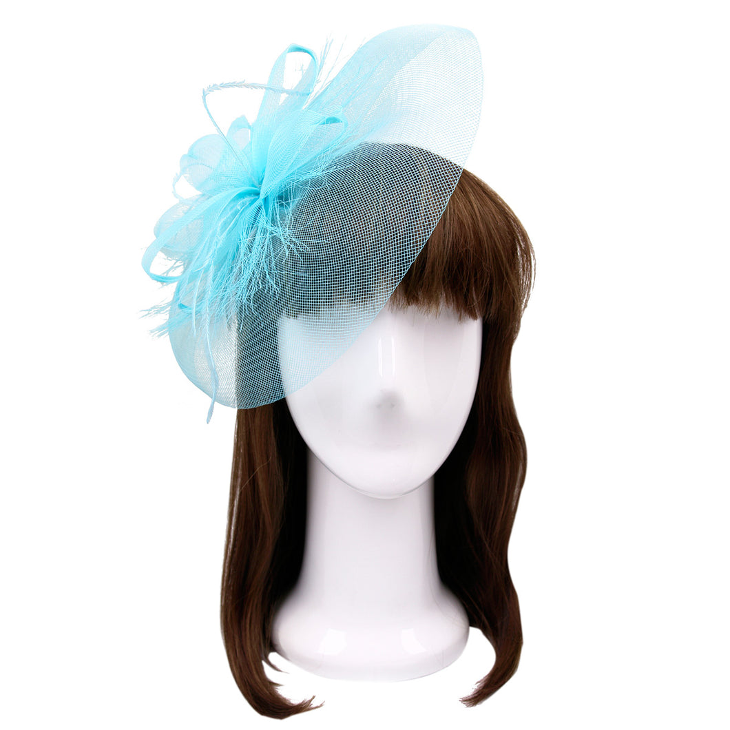 Elegant 2-Way Flower Veil Fascinator with Both Clip & Headband - Diff Colors