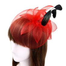 Load image into Gallery viewer, Elegant 2-Way Flower Veil & Feather Fascinator with Clip & Headband -Diff Colors