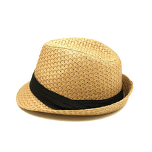 Load image into Gallery viewer, Premium Classic Fedora Straw Hat with Black Band