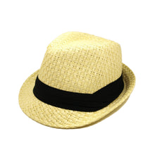 Load image into Gallery viewer, Premium Classic Fedora Straw Hat with Black Band
