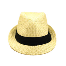 Load image into Gallery viewer, Premium Classic Fedora Straw Hat with Black Band