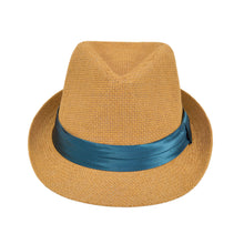 Load image into Gallery viewer, Classic Tan Fedora Straw Hat with Ribbon Band