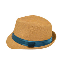 Load image into Gallery viewer, Classic Tan Fedora Straw Hat with Ribbon Band