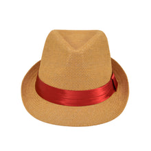 Load image into Gallery viewer, Classic Tan Fedora Straw Hat with Ribbon Band