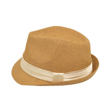 Load image into Gallery viewer, Classic Tan Fedora Straw Hat with Ribbon Band