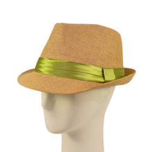 Load image into Gallery viewer, Classic Tan Fedora Straw Hat with Ribbon Band