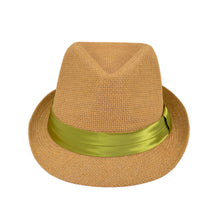 Load image into Gallery viewer, Classic Tan Fedora Straw Hat with Ribbon Band