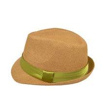 Load image into Gallery viewer, Classic Tan Fedora Straw Hat with Ribbon Band