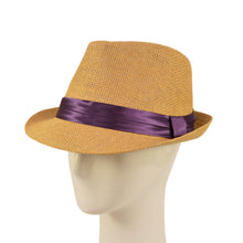 Load image into Gallery viewer, Classic Tan Fedora Straw Hat with Ribbon Band