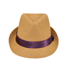 Load image into Gallery viewer, Classic Tan Fedora Straw Hat with Ribbon Band