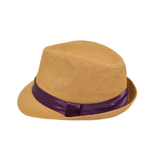 Load image into Gallery viewer, Classic Tan Fedora Straw Hat with Ribbon Band