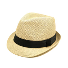 Load image into Gallery viewer, Classic Natural Fedora Straw Hat With Ribbon Band