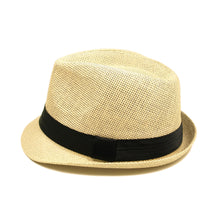 Load image into Gallery viewer, Classic Natural Fedora Straw Hat With Ribbon Band