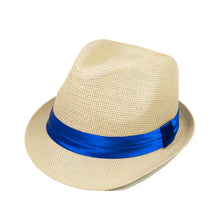 Load image into Gallery viewer, Classic Natural Fedora Straw Hat With Ribbon Band