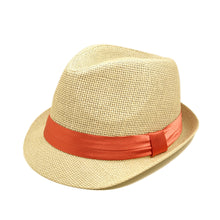 Load image into Gallery viewer, Classic Natural Fedora Straw Hat With Ribbon Band